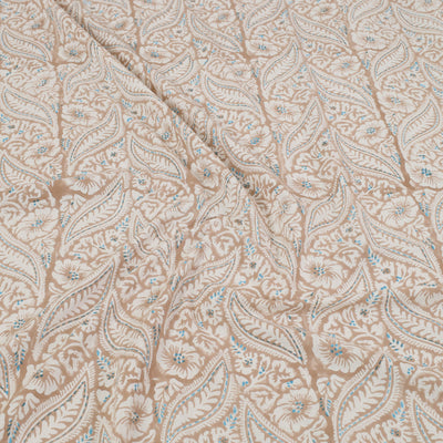 Beige - Pure Cotton Double Sanganeri Print Bed Sheet 09