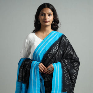 Black - Pochampally Ikat Weave Cotton Handloom Dupatta 12