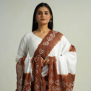 Brown - Kutch Bandhani Tie-Dye Cotton Dupatta 10