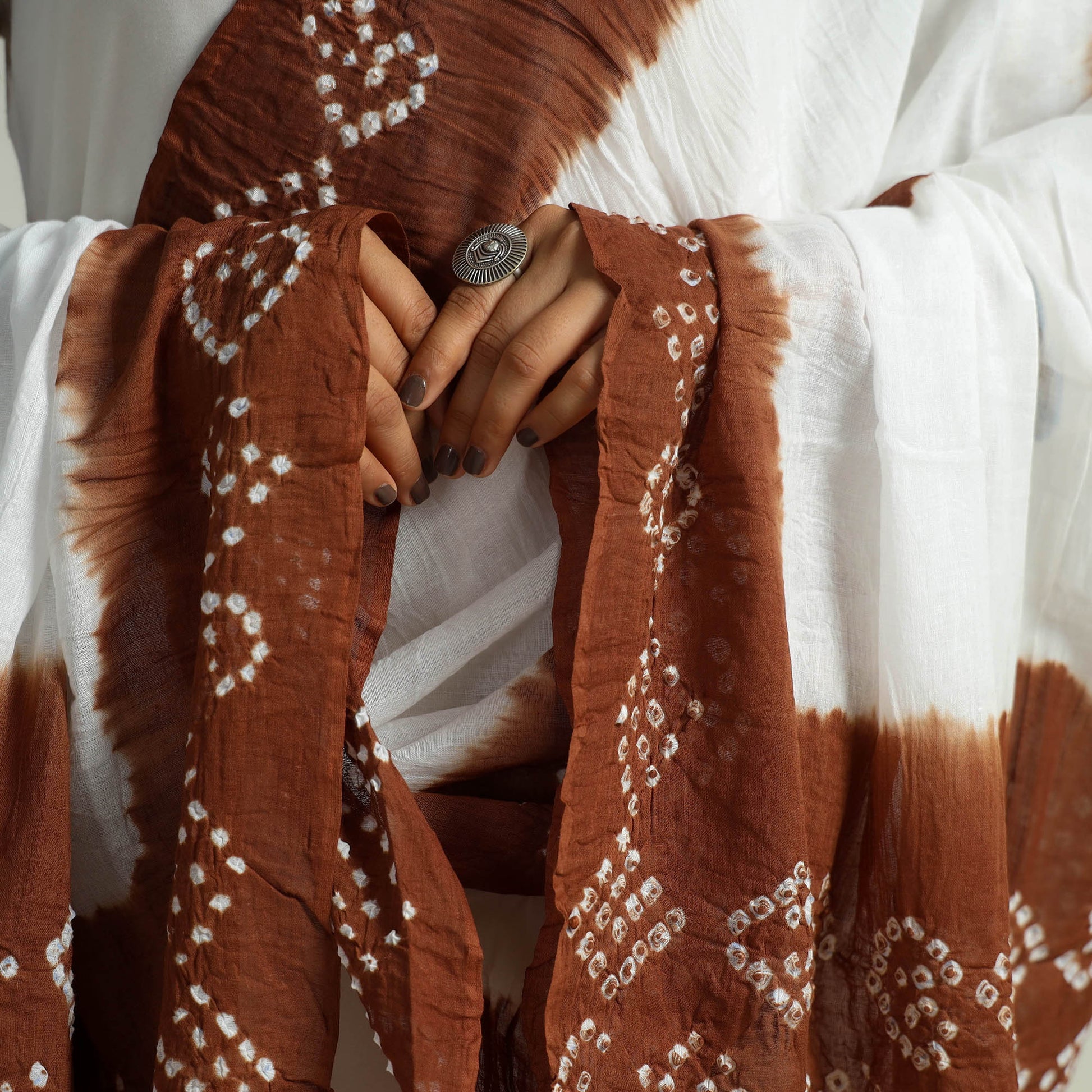 Brown - Kutch Bandhani Tie-Dye Cotton Dupatta 10