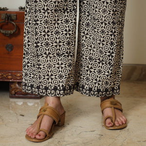 Brown - Bagru Block Printed Cotton Kurta with Palazzo & Kota Doria Dupatta Set 11