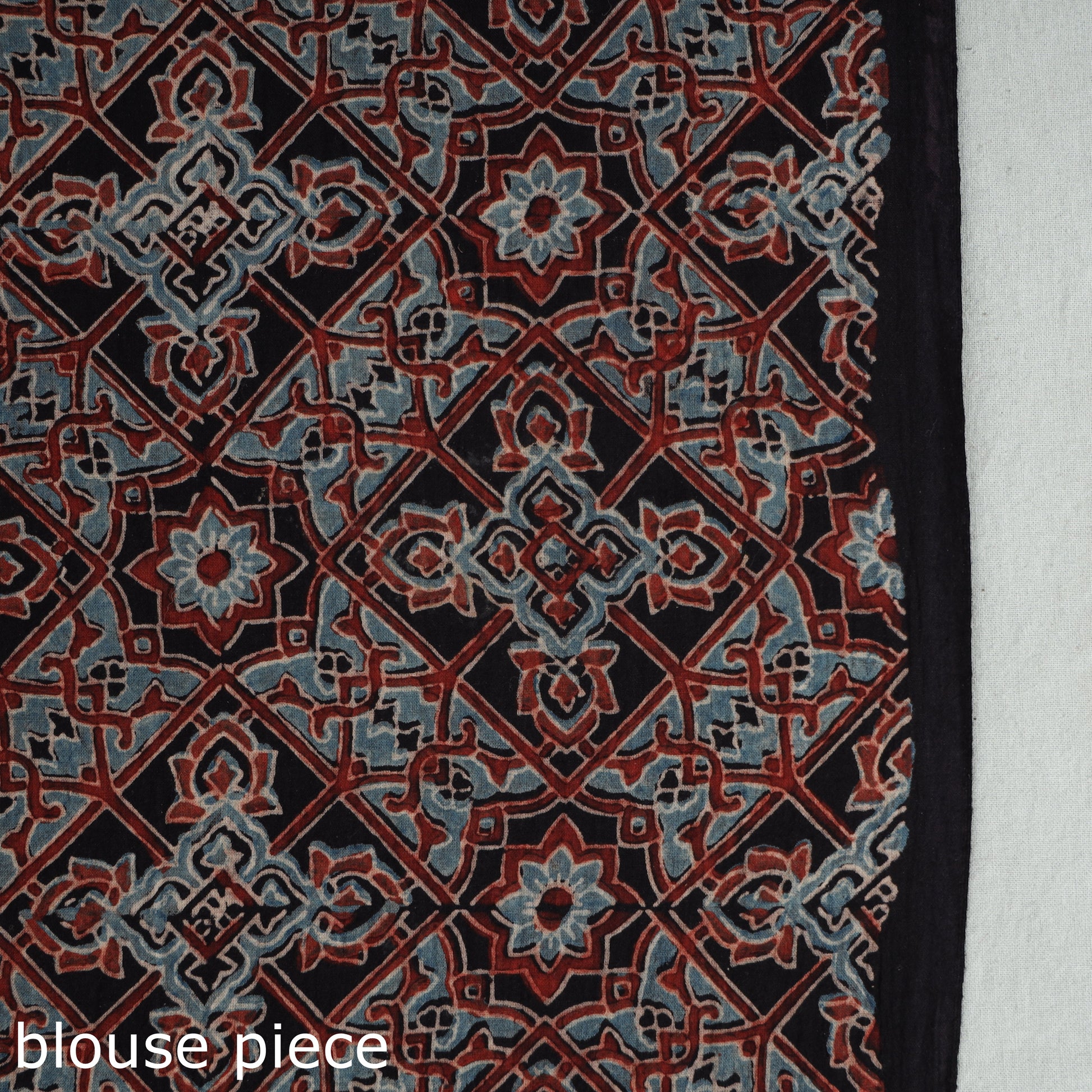 Black - Natural Dyed Block Print Mul Cotton Ajrakh Saree 02