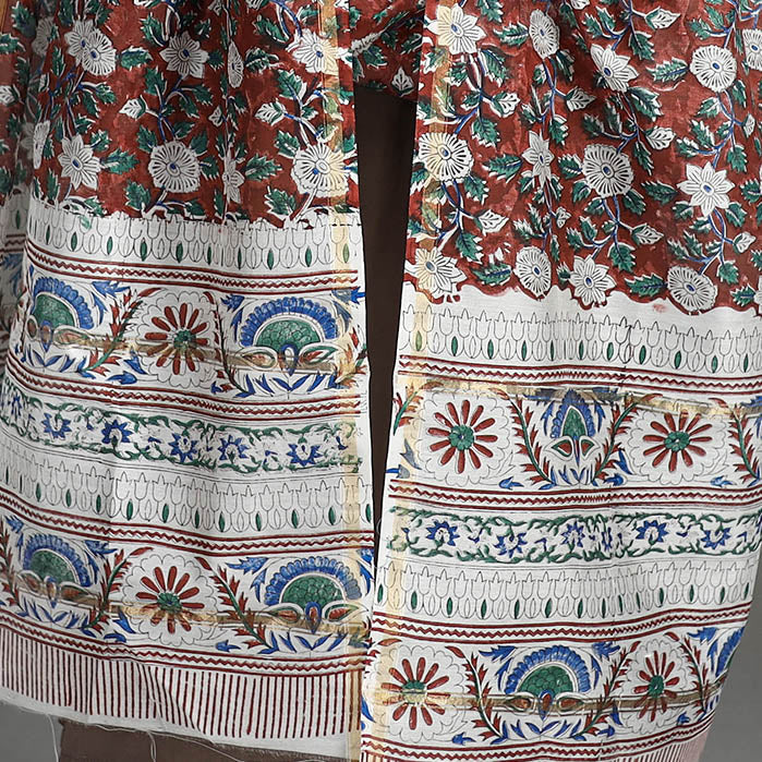 Brown - Handloom Chanderi Silk Sanganeri Print Dupatta 07