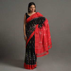 Black - Pochampally Ikat Weave Handloom Cotton Saree