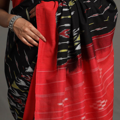 Black - Pochampally Ikat Weave Handloom Cotton Saree