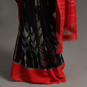 Black - Pochampally Ikat Weave Handloom Cotton Saree
