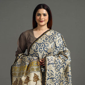 Blue - Block Printed Chanderi Silk Sanganeri Dupatta 69