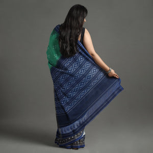 Green - Pochampally Ikat Weave Pure Handloom Cotton Saree 08