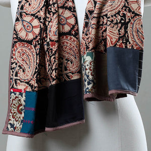 Black - Block Print Cotton Patchwork Kalamkari Stole 06