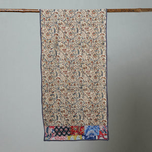 Beige - Block Print Cotton Patchwork Kalamkari Stole 03