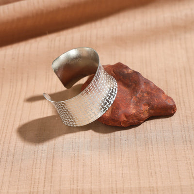 Antique Finish Oxidised German Silver Cuff Bracelet (Adjustable)