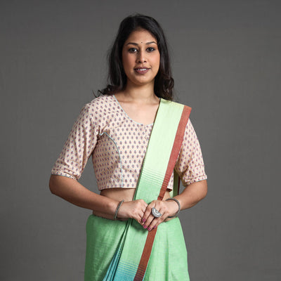 Beige - Sanganeri Block Printed Cotton Stitched Blouse