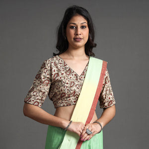 Beige - Kalamkari Block Printed Cotton Stitched Blouse