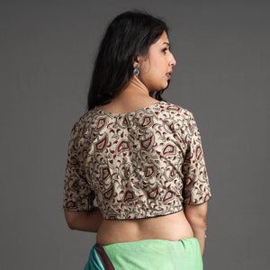 Beige - Kalamkari Block Printed Cotton Stitched Blouse