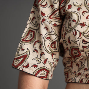 Beige - Kalamkari Block Printed Cotton Stitched Blouse