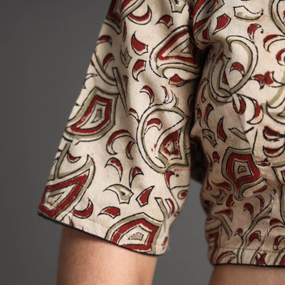 Beige - Kalamkari Block Printed Cotton Stitched Blouse