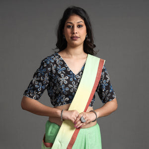 Black - Kalamkari Block Printed Cotton Stitched Blouse