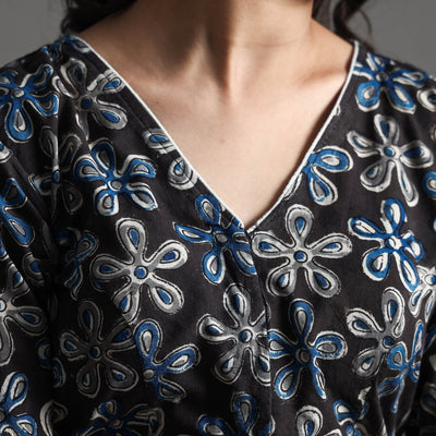 Black - Kalamkari Block Printed Cotton Stitched Blouse