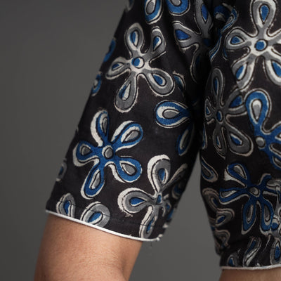 Black - Kalamkari Block Printed Cotton Stitched Blouse