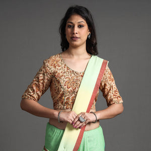 Beige - Kalamkari Block Printed Cotton Stitched Blouse