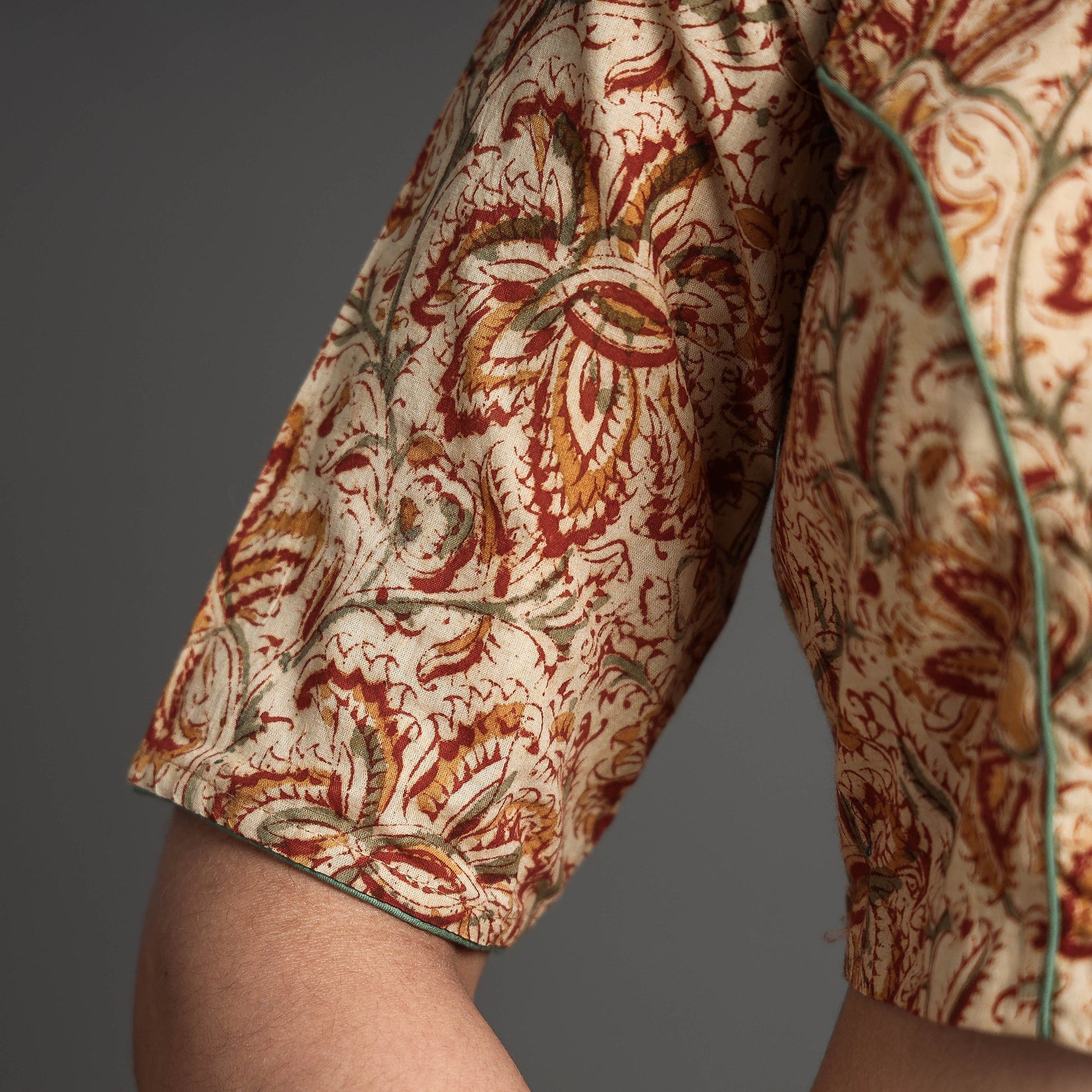 Beige - Kalamkari Block Printed Cotton Stitched Blouse