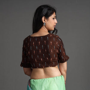 Brown - Pochampally Ikat Cotton Stitched Blouse