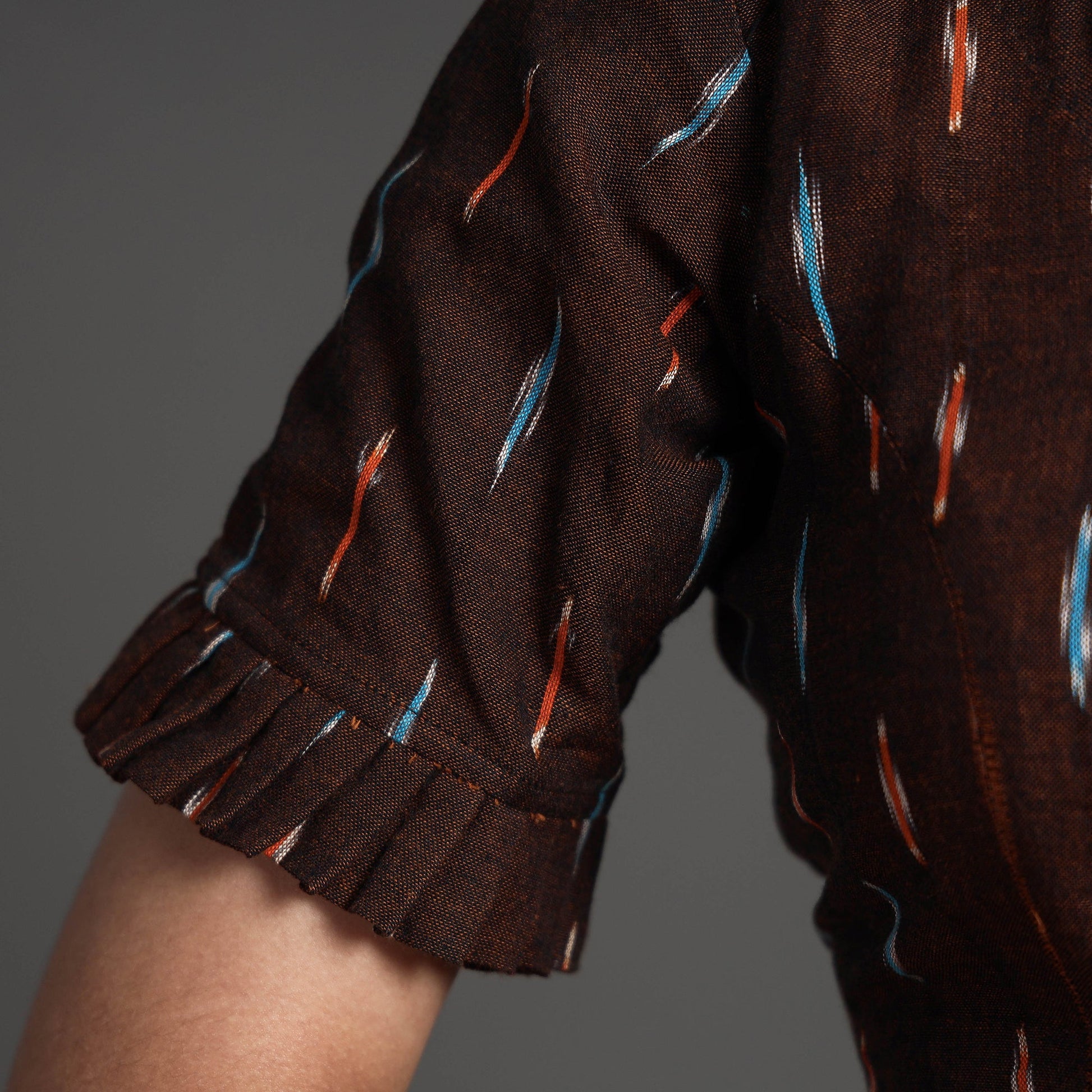 Brown - Pochampally Ikat Cotton Stitched Blouse