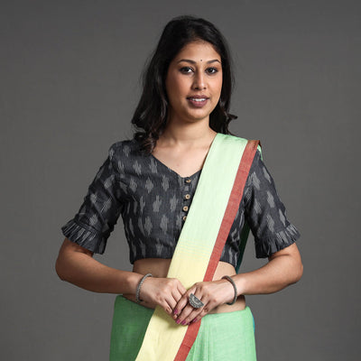 Black - Pochampally Ikat Cotton Stitched Blouse