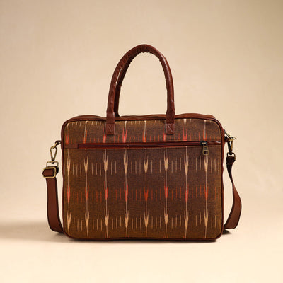 Brown - Handmade Pochampally Ikat Laptop Bag 03