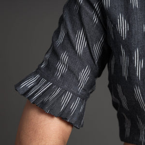 Black - Pochampally Ikat Cotton Stitched Blouse