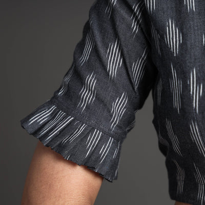 Black - Pochampally Ikat Cotton Stitched Blouse