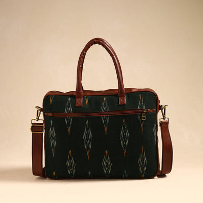 Black - Handmade Pochampally Ikat Laptop Bag 05