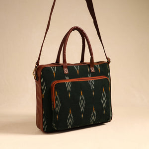 Black - Handmade Pochampally Ikat Laptop Bag 05