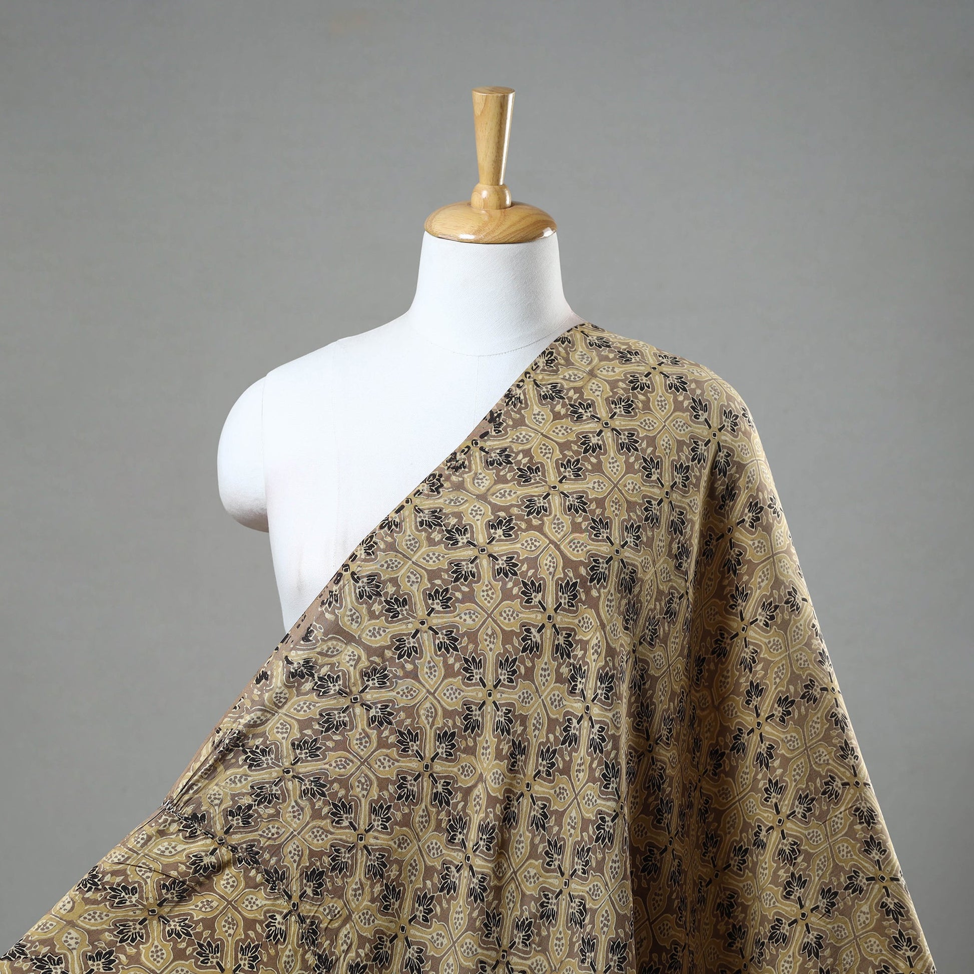 Brown - Modal Silk Ajrakh Print Fabric 02