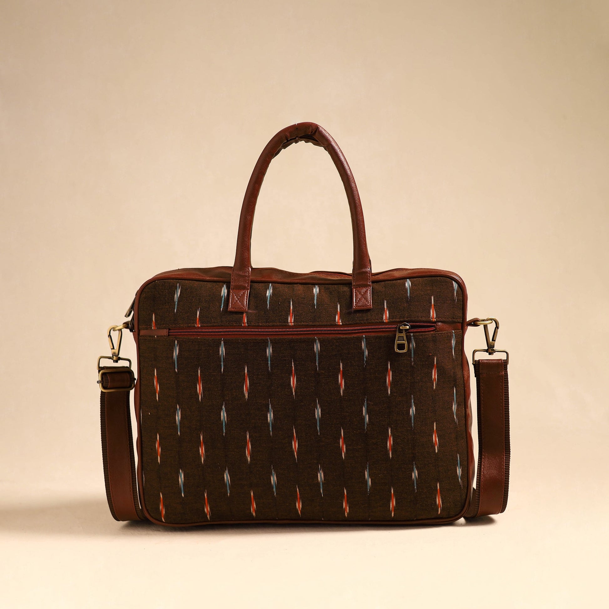 Brown - Handmade Pochampally Ikat Laptop Bag 14