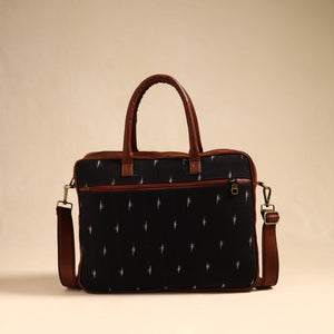 Black - Handmade Pochampally Ikat Laptop Bag 11