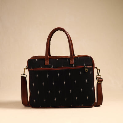 Black - Handmade Pochampally Ikat Laptop Bag 11