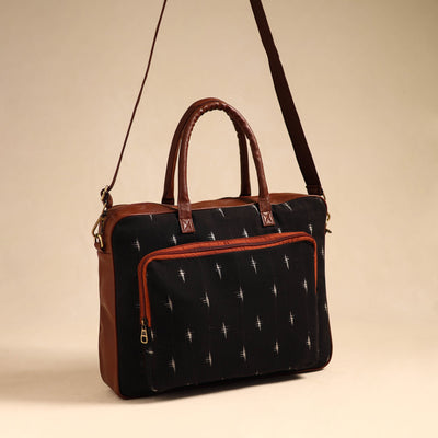 Black - Handmade Pochampally Ikat Laptop Bag 11
