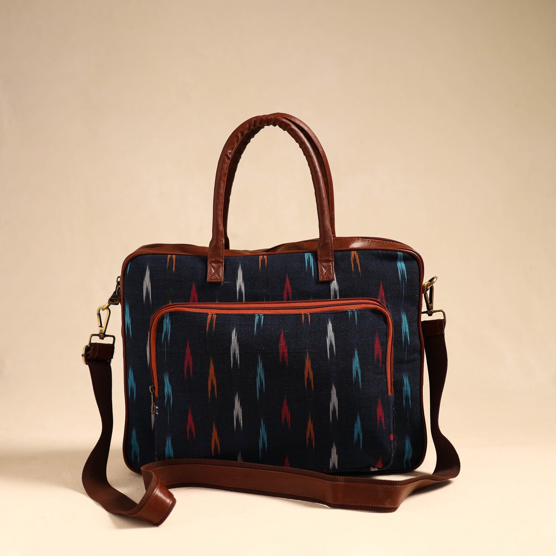 Black - Handmade Pochampally Ikat Laptop Bag 12