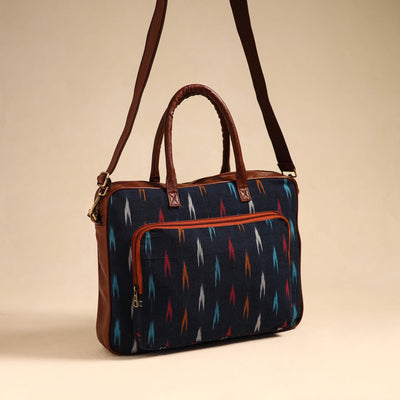 Black - Handmade Pochampally Ikat Laptop Bag 12