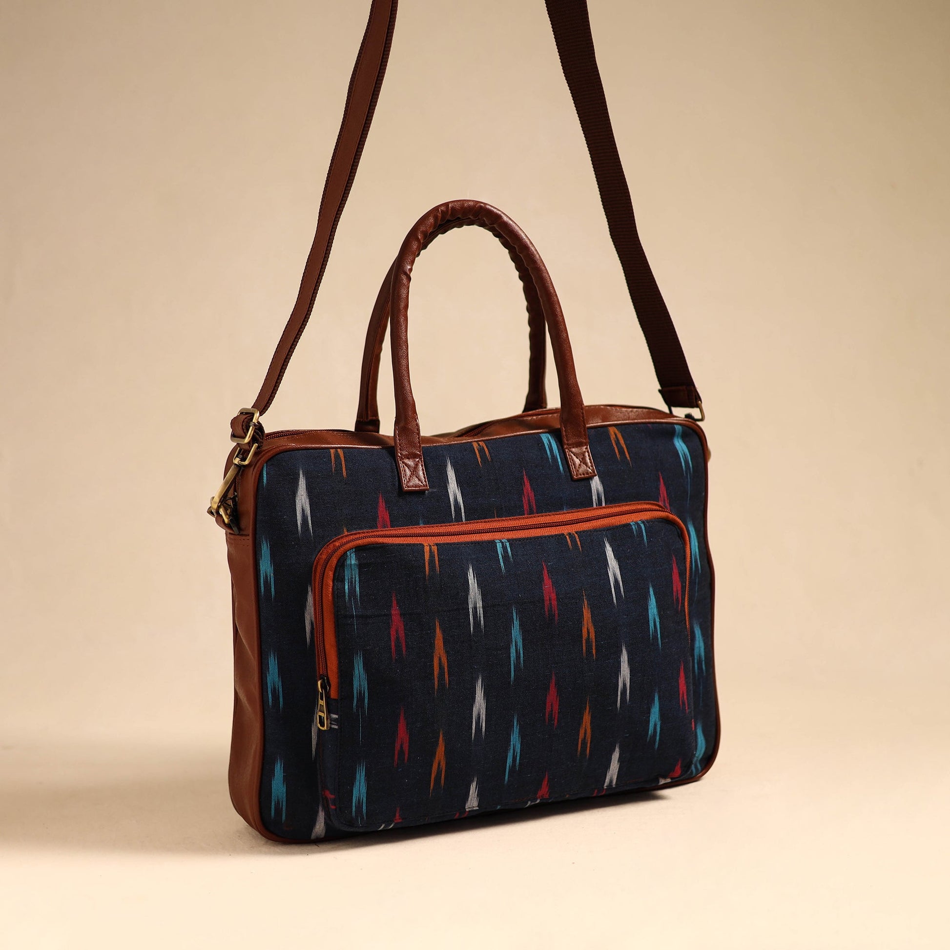 Black - Handmade Pochampally Ikat Laptop Bag 12