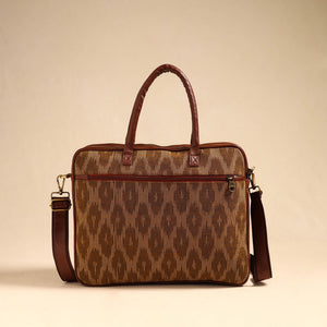 Brown - Handmade Pochampally Ikat Laptop Bag 17