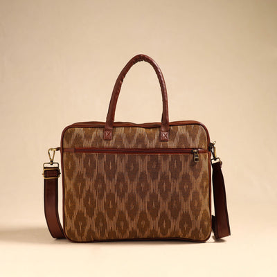Brown - Handmade Pochampally Ikat Laptop Bag 17
