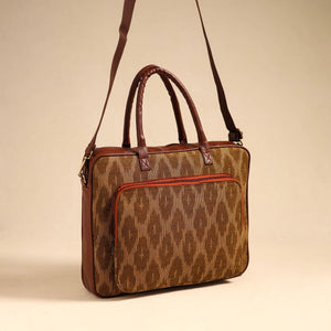 Brown - Handmade Pochampally Ikat Laptop Bag 17