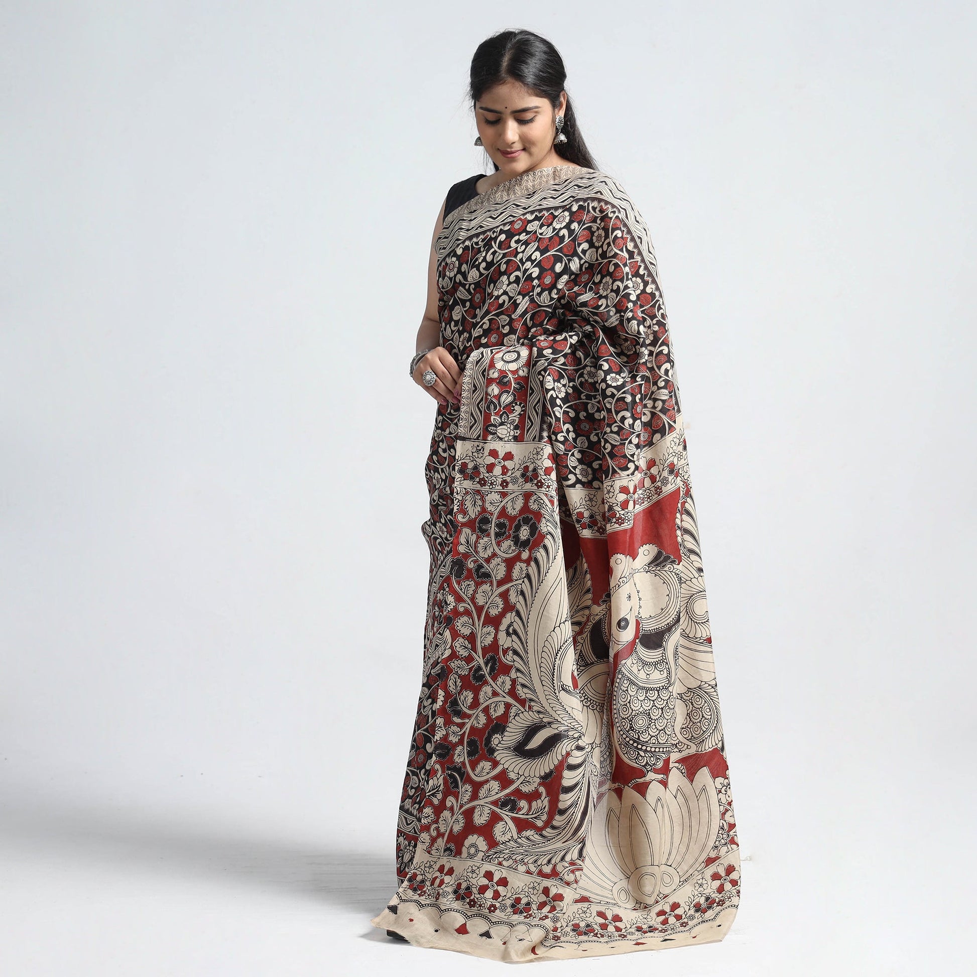 Multicolor - Kalamkari Printed Silk Cotton Saree