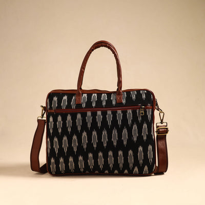 Black - Handmade Pochampally Ikat Laptop Bag 18