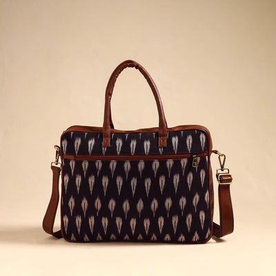 Black - Handmade Pochampally Ikat Laptop Bag 24