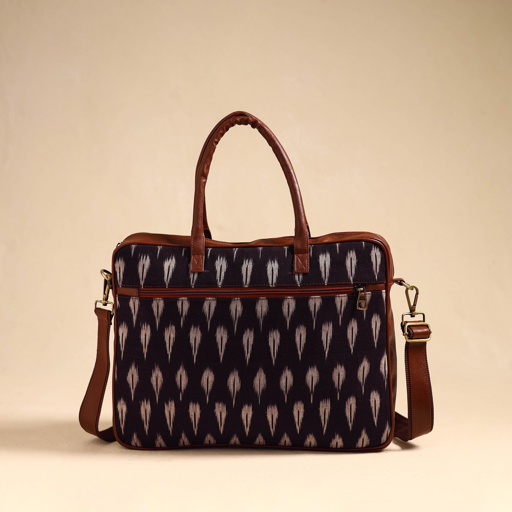 Black - Handmade Pochampally Ikat Laptop Bag 24