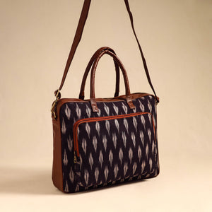 Black - Handmade Pochampally Ikat Laptop Bag 24
