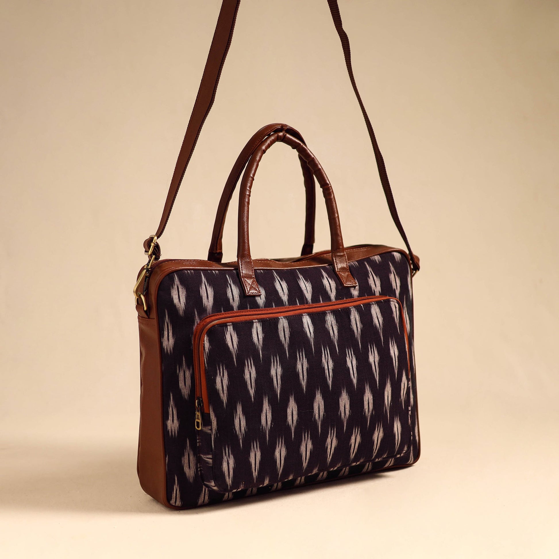 Black - Handmade Pochampally Ikat Laptop Bag 24